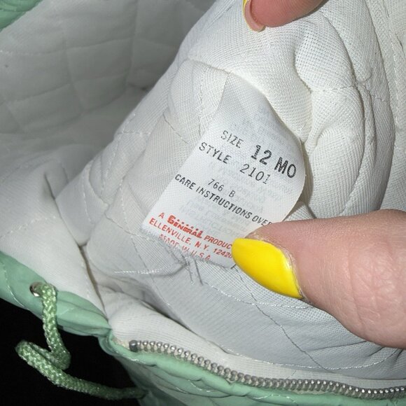 Vintage Quilted Goose Baby Jacket 12 Months Green - Picture 4 of 5